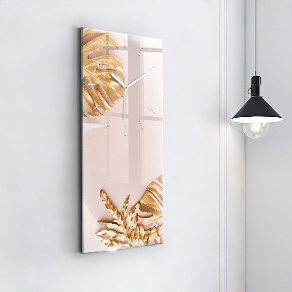 Vertikale Uhr mit motiv Goldene tropische Blätter