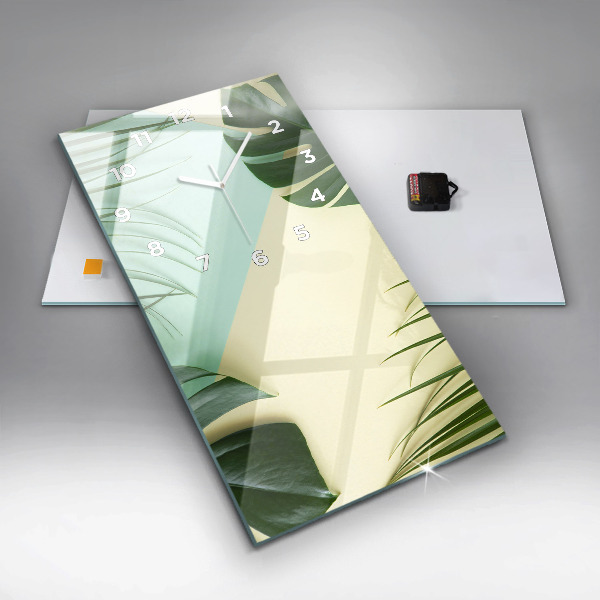 Vertikale Uhr mit motiv Monstera-Blätter