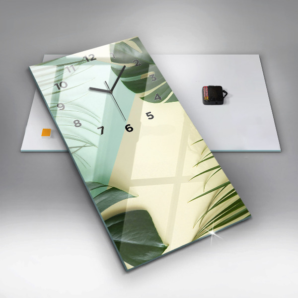 Vertikale Uhr mit motiv Monstera-Blätter