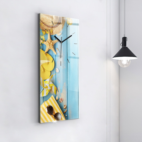 Vertikale Uhr mit motiv Strandzubehör und Tafeln