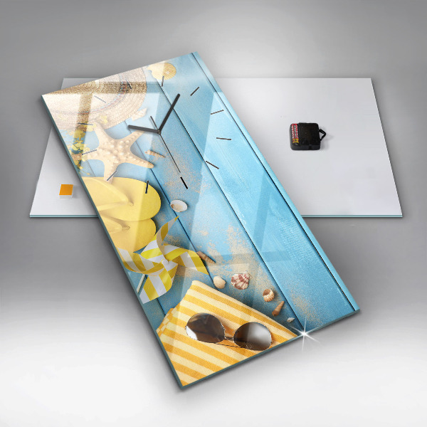 Vertikale Uhr mit motiv Strandzubehör und Tafeln