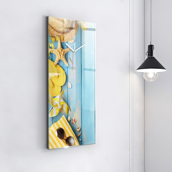 Vertikale Uhr mit motiv Strandzubehör und Tafeln