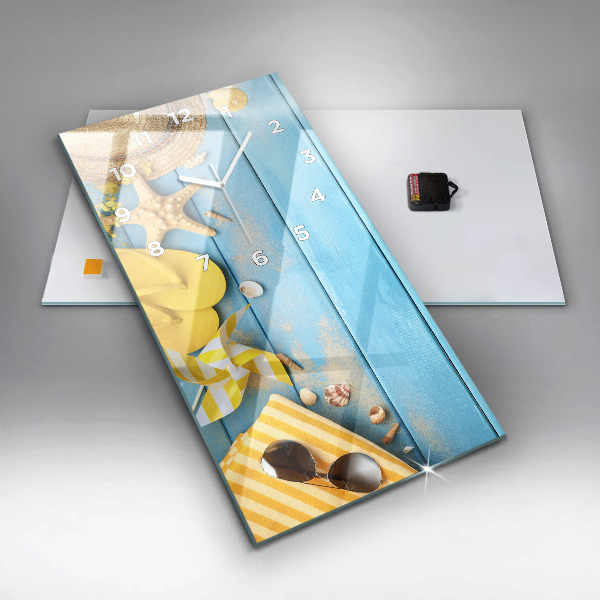 Vertikale Uhr mit motiv Strandzubehör und Tafeln