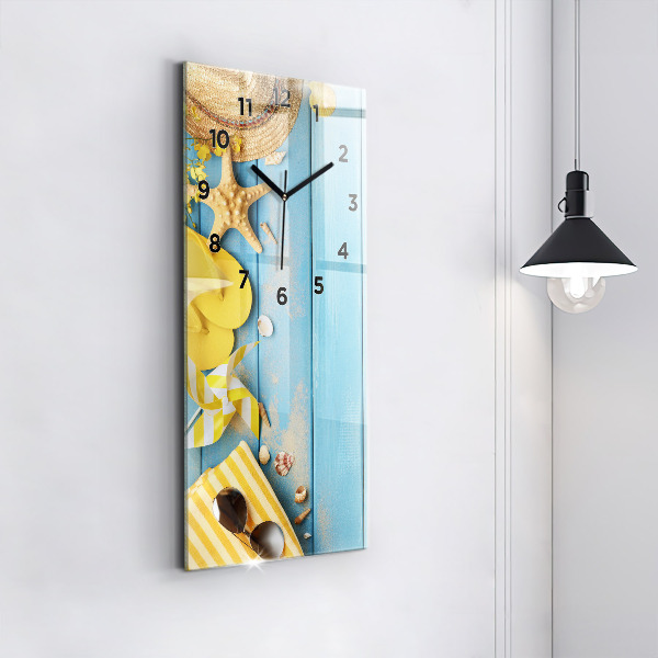 Vertikale Uhr mit motiv Strandzubehör und Tafeln