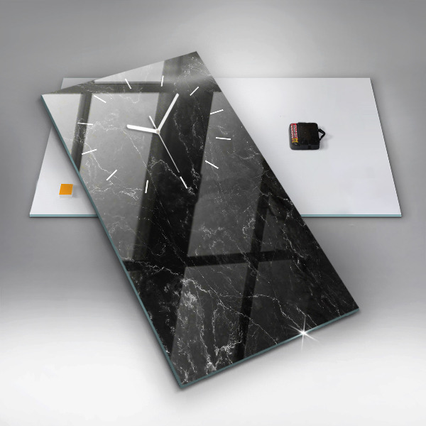 Vertikale Uhr mit motiv Schwarzer Marmor