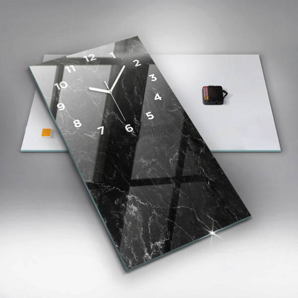 Vertikale Uhr mit motiv Schwarzer Marmor