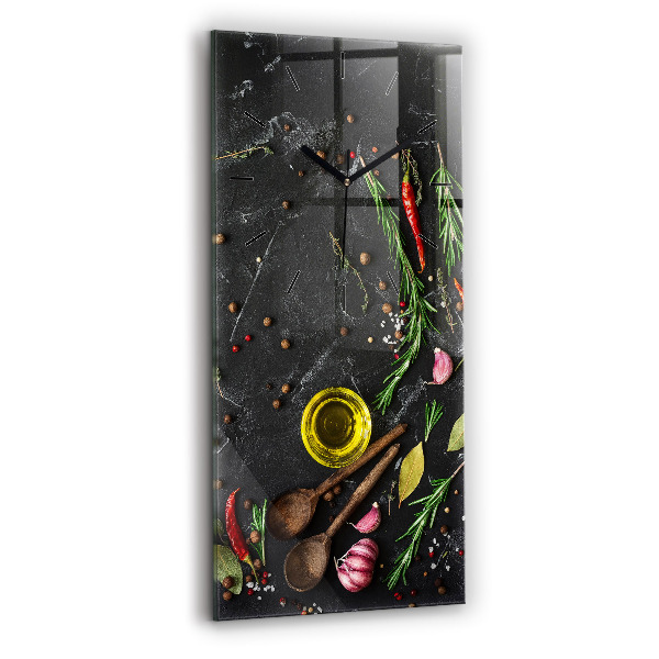 Vertikale Uhr Gewürze auf der Tischplatte
