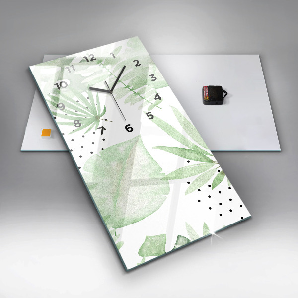 Vertikale Uhr mit motiv Grüne Blätter