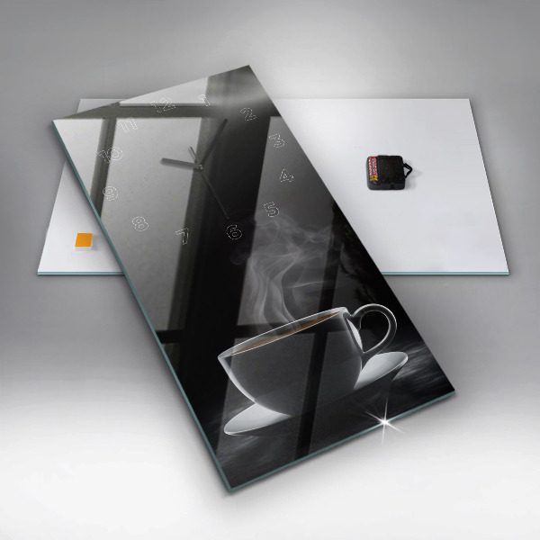 Vertikale Uhr mit motiv Tasse mit schwarzem Kaffee