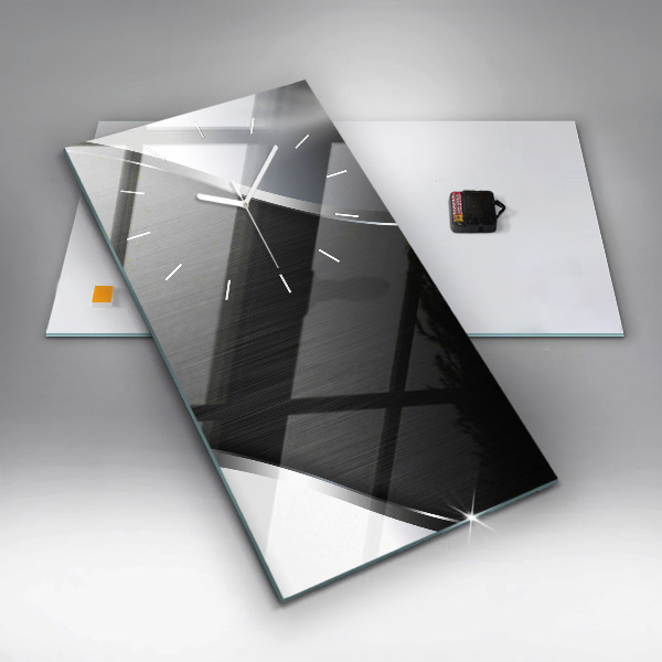 Vertikale Uhr mit motiv Schwarze und silberne Linien