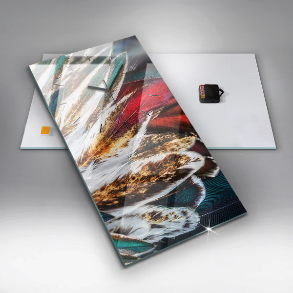 Vertikale Uhr mit motiv Hellbraune Federn eines Vogels