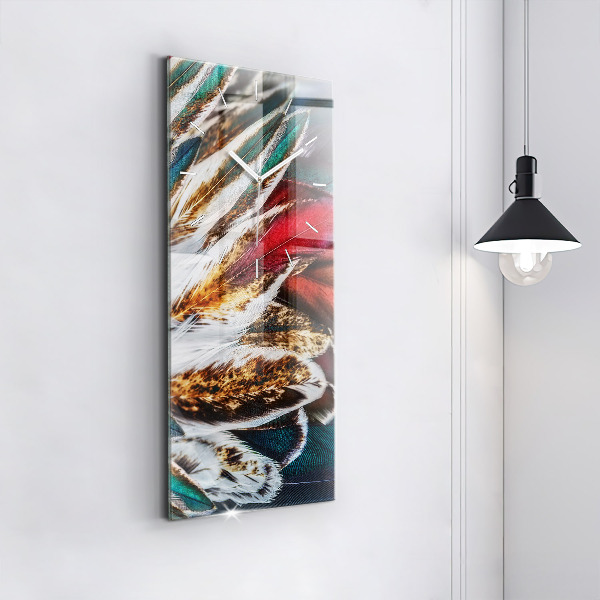 Vertikale Uhr mit motiv Hellbraune Federn eines Vogels