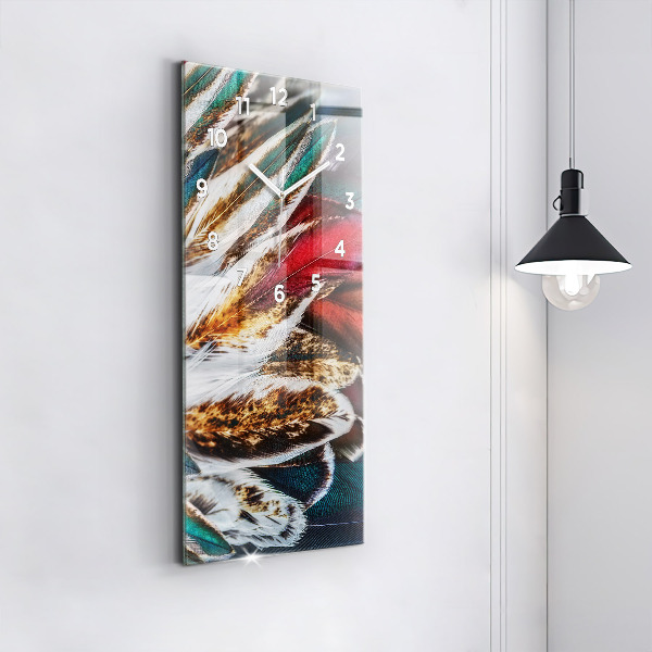 Vertikale Uhr mit motiv Hellbraune Federn eines Vogels