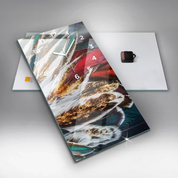 Vertikale Uhr mit motiv Hellbraune Federn eines Vogels