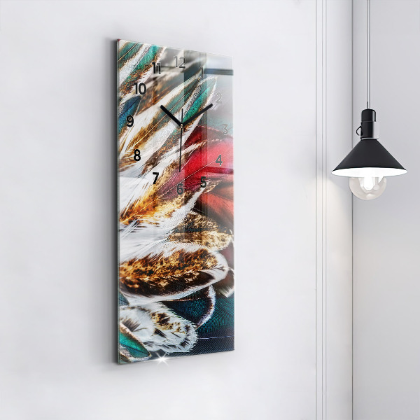 Vertikale Uhr mit motiv Hellbraune Federn eines Vogels