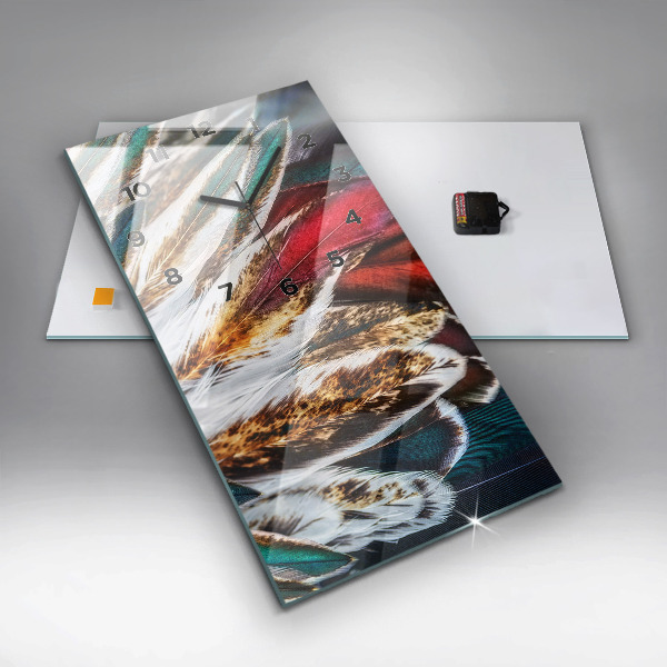 Vertikale Uhr mit motiv Hellbraune Federn eines Vogels