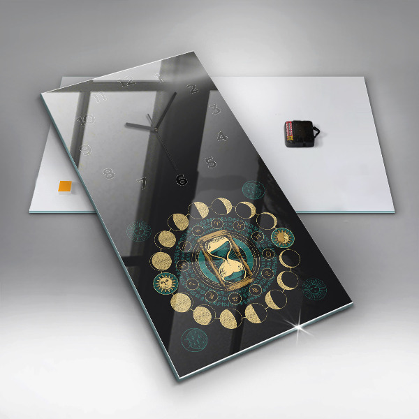 Vertikale Uhr Mondphasen und Sanduhr