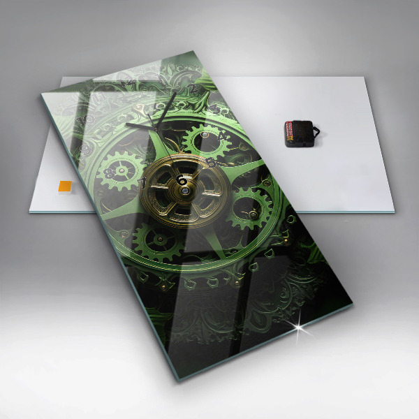 Vertikale Uhr mit motiv Grüner Mechanismus
