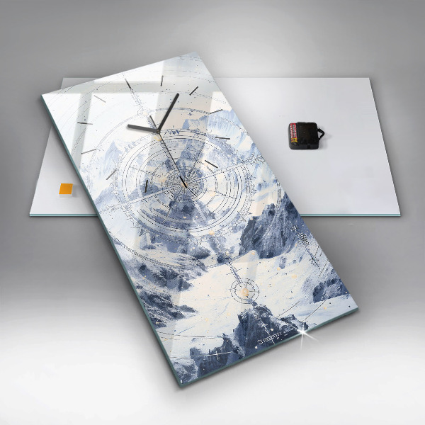 Vertikale Uhr mit motiv Blaue Zeichnungen