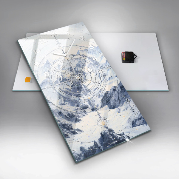 Vertikale Uhr mit motiv Blaue Zeichnungen