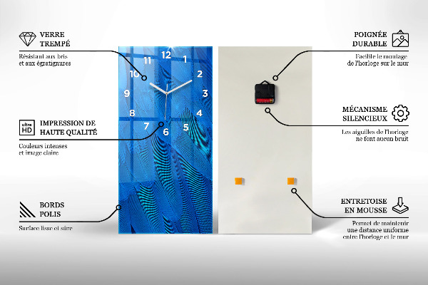 Vertikale Uhr mit motiv Blaue Zeichnungen