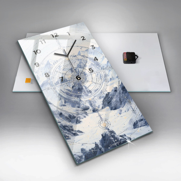 Vertikale Uhr mit motiv Blaue Zeichnungen