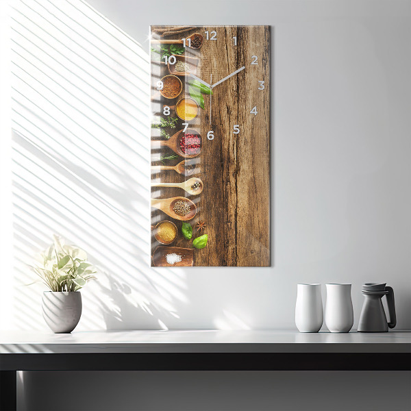 Vertikale Uhr mit motiv Löffel mit Gewürzen