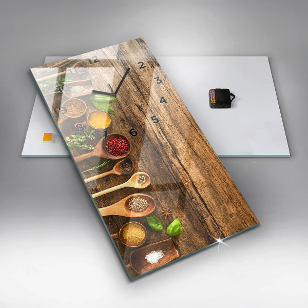 Vertikale Uhr mit motiv Löffel mit Gewürzen