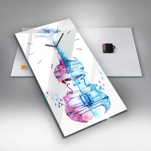 Vertikale Uhr mit motiv Cello Park See