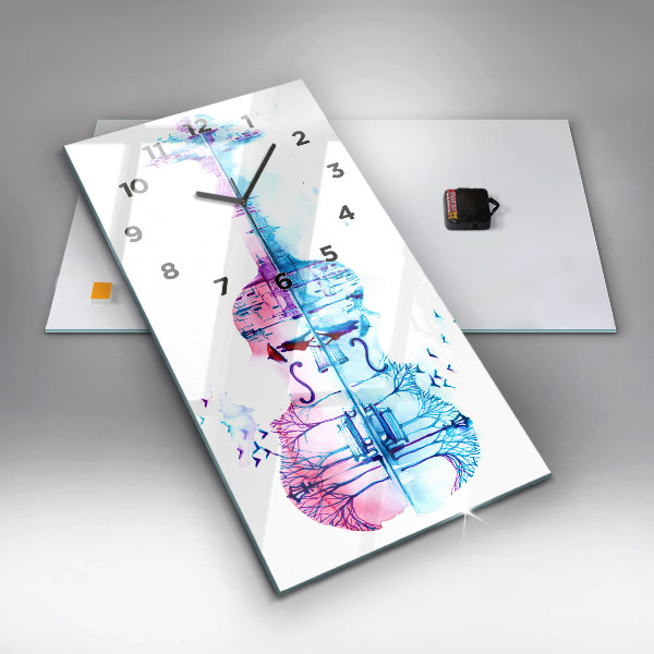 Vertikale Uhr mit motiv Cello Park See