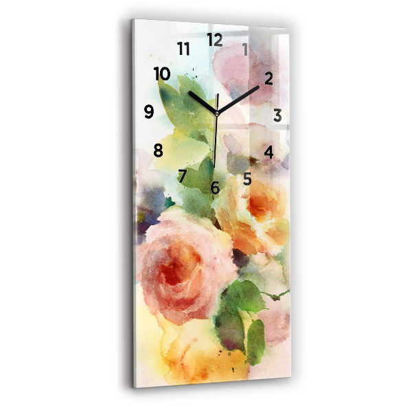 Vertikale Uhr mit motiv Rosen in einer Vase Aquarell