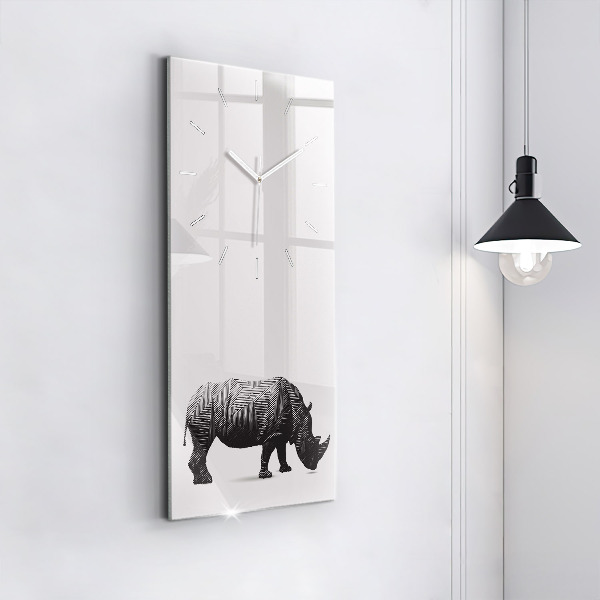 Vertikale Uhr Rhinozeros Strichzeichnung