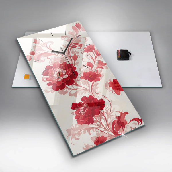 Vertikale Uhr Rote Blumen