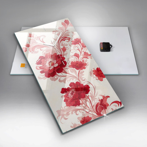 Vertikale Uhr Rote Blumen