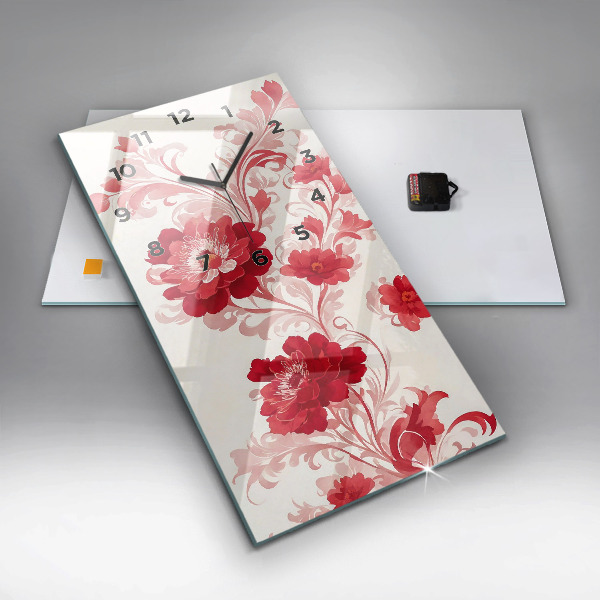 Vertikale Uhr Rote Blumen