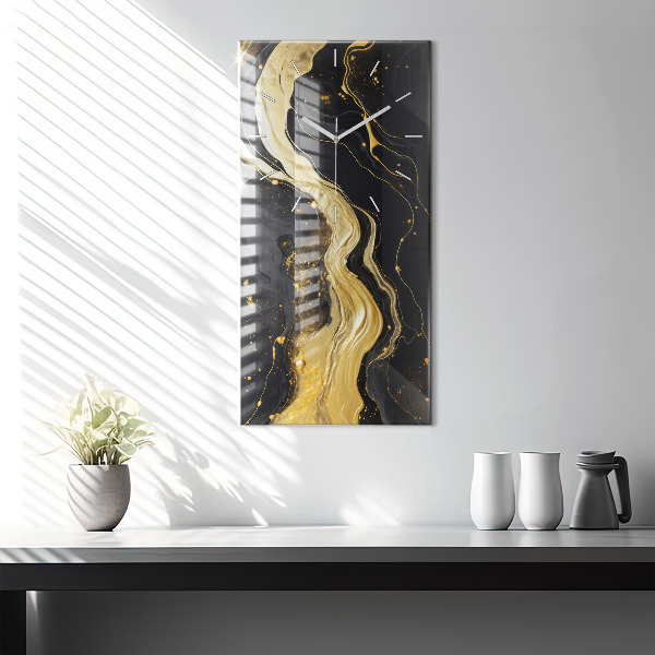 Vertikale Uhr mit motiv Goldener Marmor