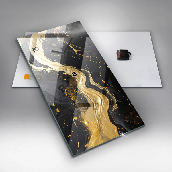 Vertikale Uhr mit motiv Goldener Marmor