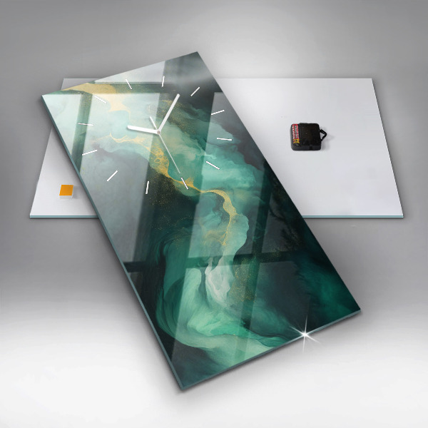 Vertikale Uhr mit motiv Grüner Marmor