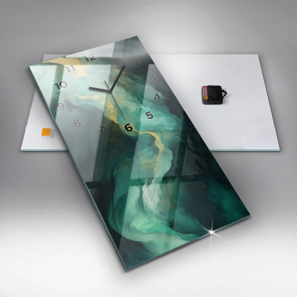 Vertikale Uhr mit motiv Grüner Marmor
