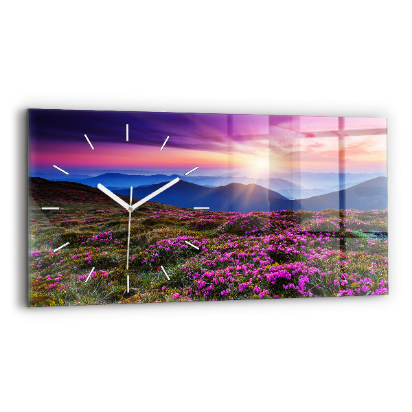 Horizontale Uhr mit motiv Sonnenaufgang Blumen