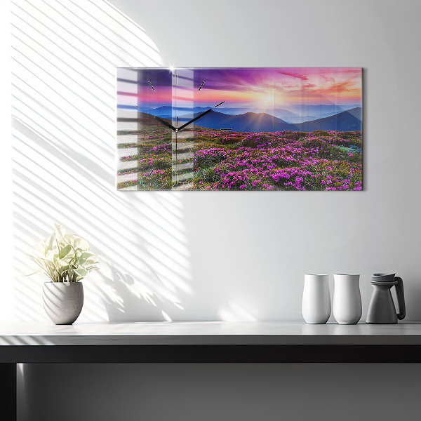 Horizontale Uhr mit motiv Sonnenaufgang Blumen