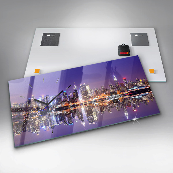Horizontale Uhr mit motiv New York bei Nacht