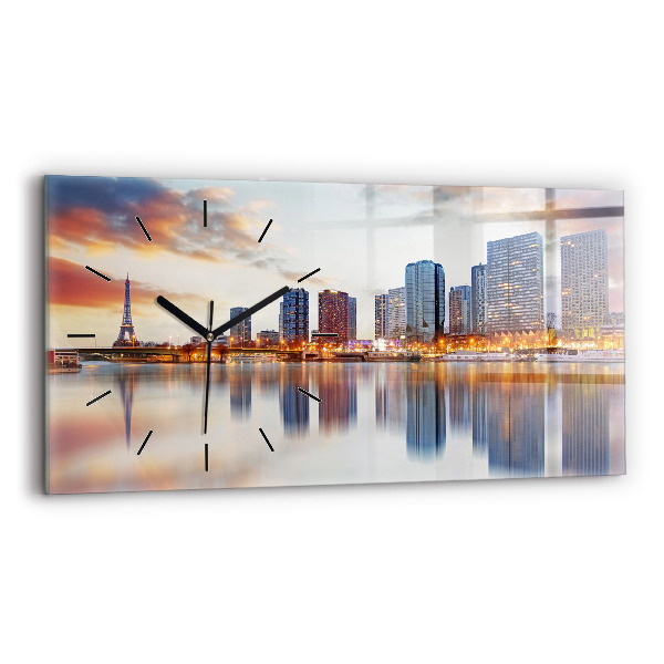 Horizontale Uhr mit motiv Panorama mit dem Eiffelturm