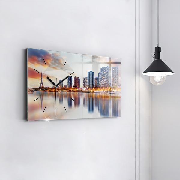 Horizontale Uhr mit motiv Panorama mit dem Eiffelturm