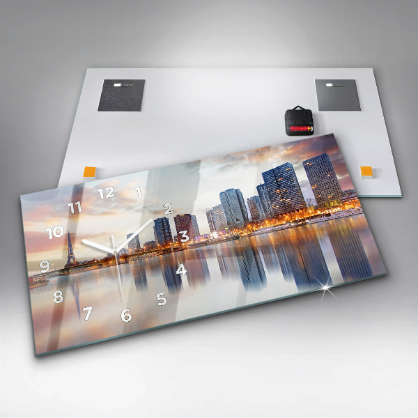 Horizontale Uhr mit motiv Panorama mit dem Eiffelturm