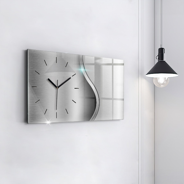 Horizontale Uhr mit motiv Graues Metall Abstraktion