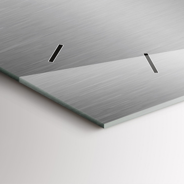 Horizontale Uhr mit motiv Graues Metall Abstraktion