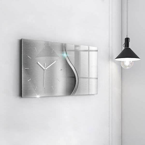 Horizontale Uhr mit motiv Graues Metall Abstraktion