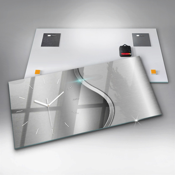 Horizontale Uhr mit motiv Graues Metall Abstraktion