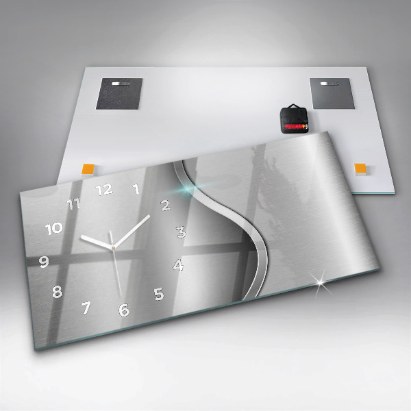 Horizontale Uhr mit motiv Graues Metall Abstraktion